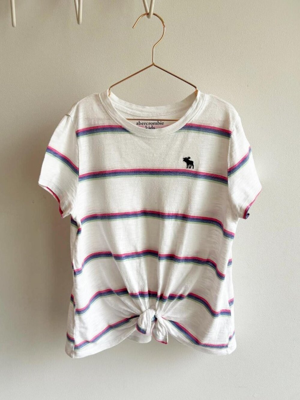 abercrombie kids Striped White Tie-Front Knot Tee